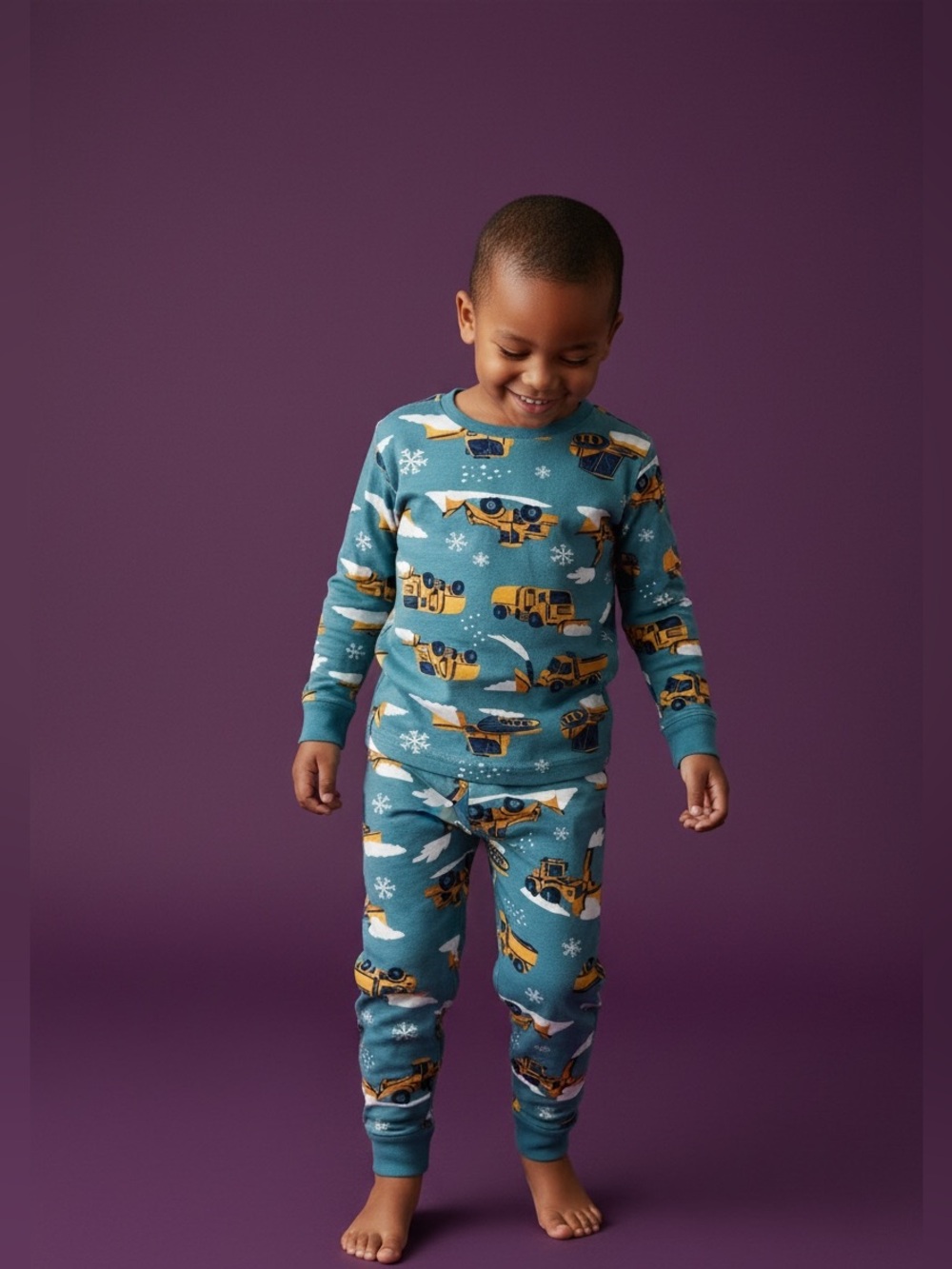 Carter's Just One You Toddler Boys Snow Plow Construction Pajama Set Blue 4T